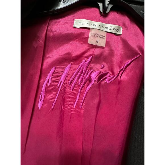 Peter Nygard Embroidered Floral Black Blazer Jacket Size 8 - Picture 7 of 11